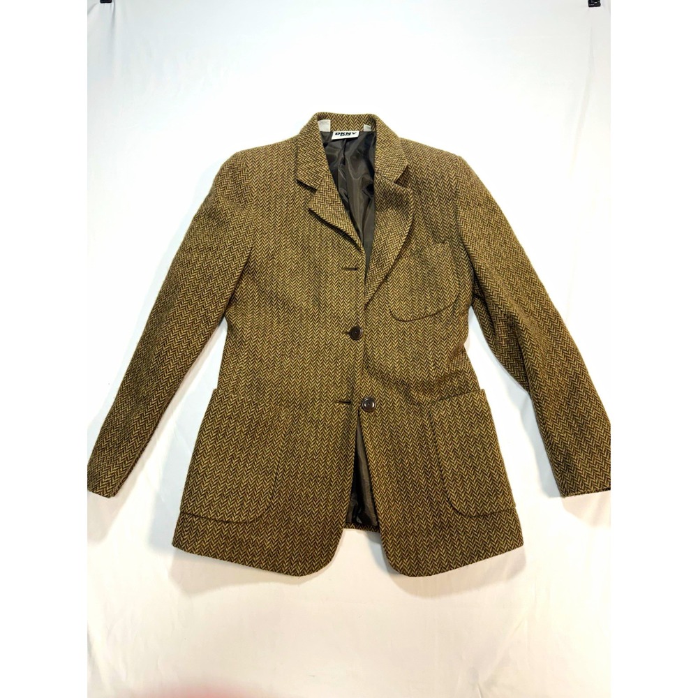 DKNY Jeans Brown Herringbone Single-Breasted 3-Button Lined Blazer 8